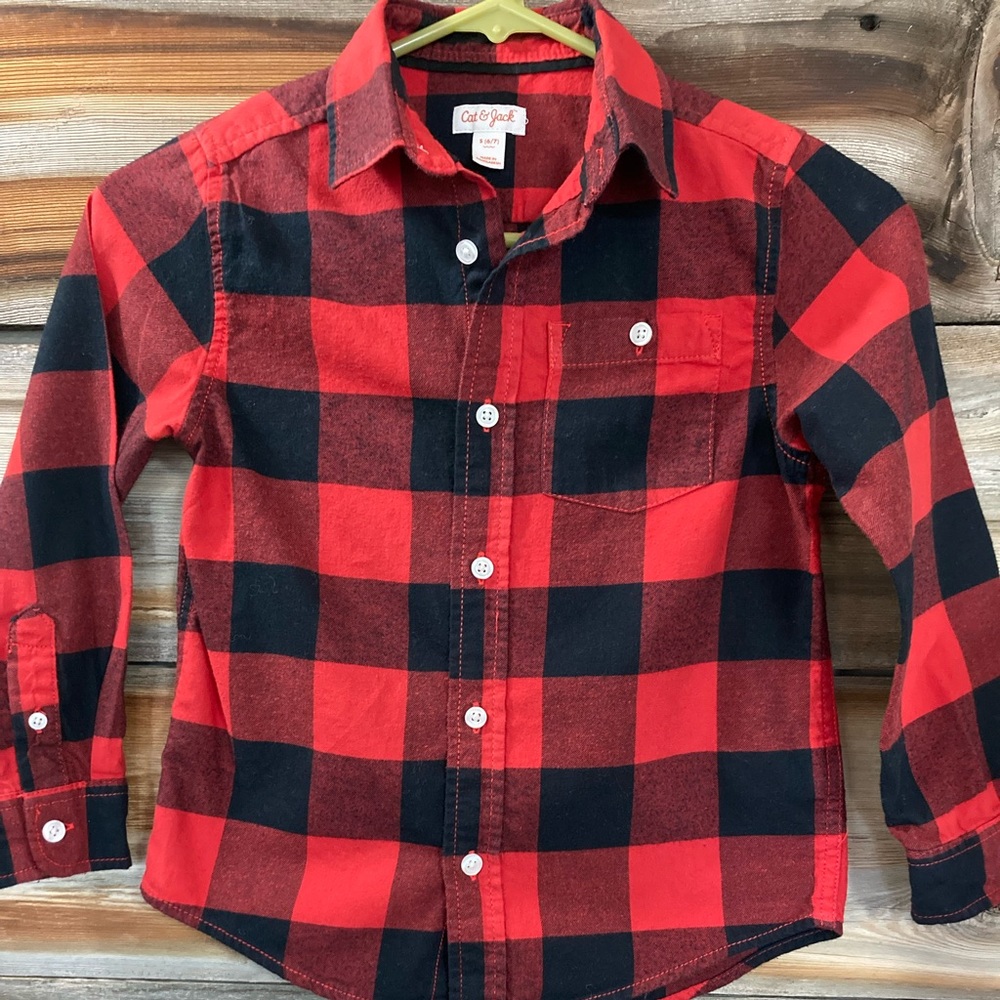 Cat and Jack plaid flannel button down
